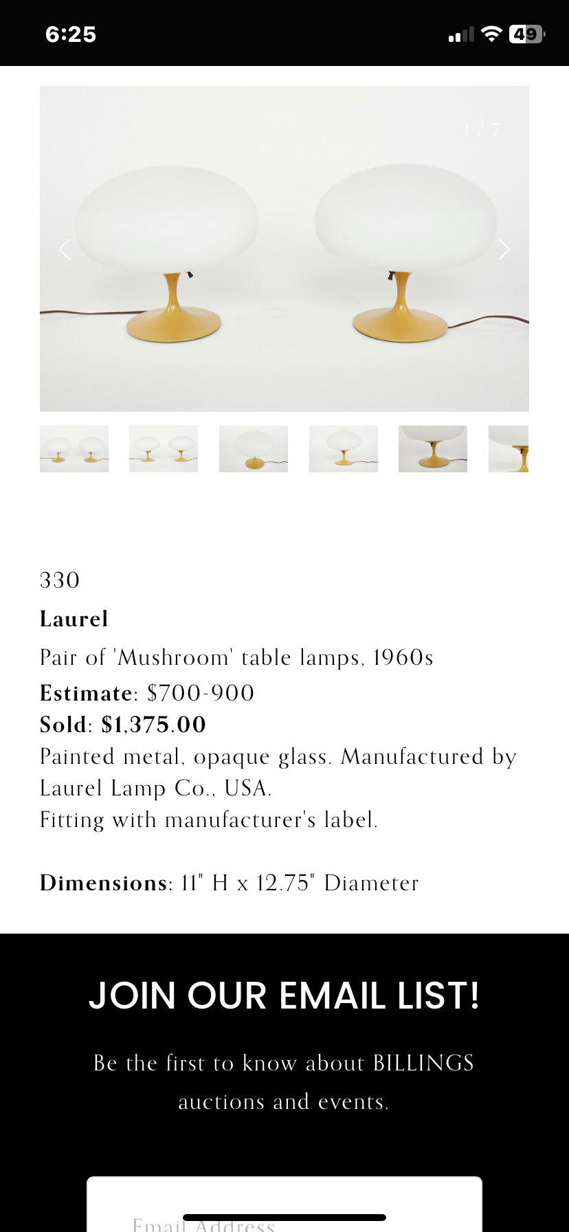 Laurel Mushroom Table Lamp w/ Frosted Glass Globe Green 1960s