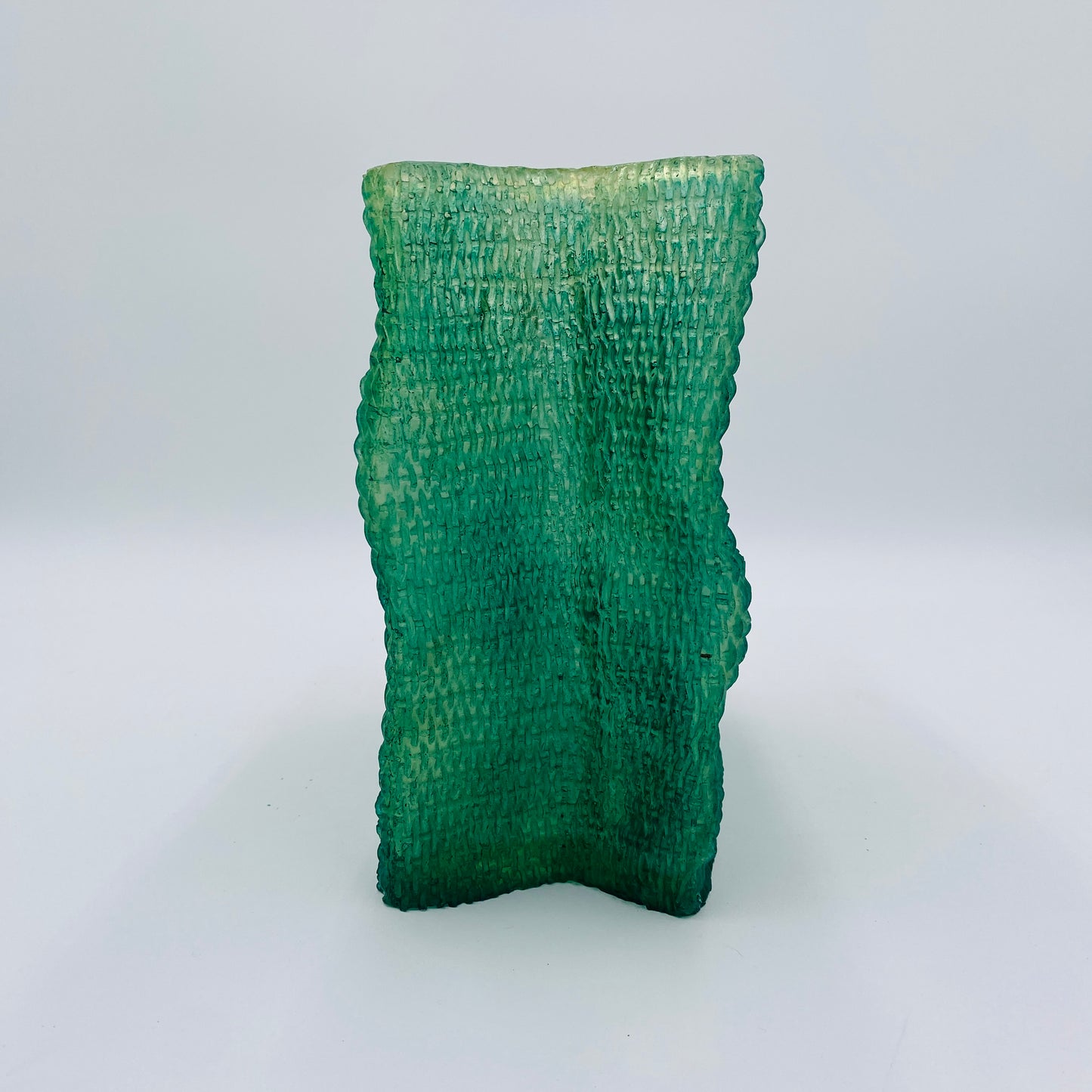 Vintage “Paper Bag Vase” Green Resin Italy 1980s