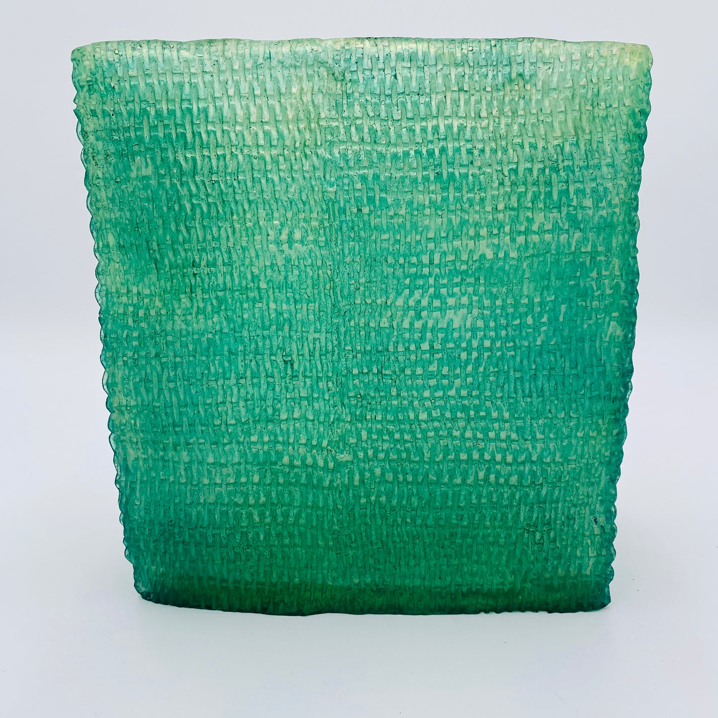 Vintage “Paper Bag Vase” Green Resin Italy 1980s