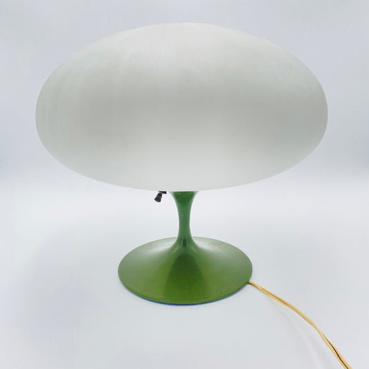 Laurel Mushroom Table Lamp w/ Frosted Glass Globe Green 1960s