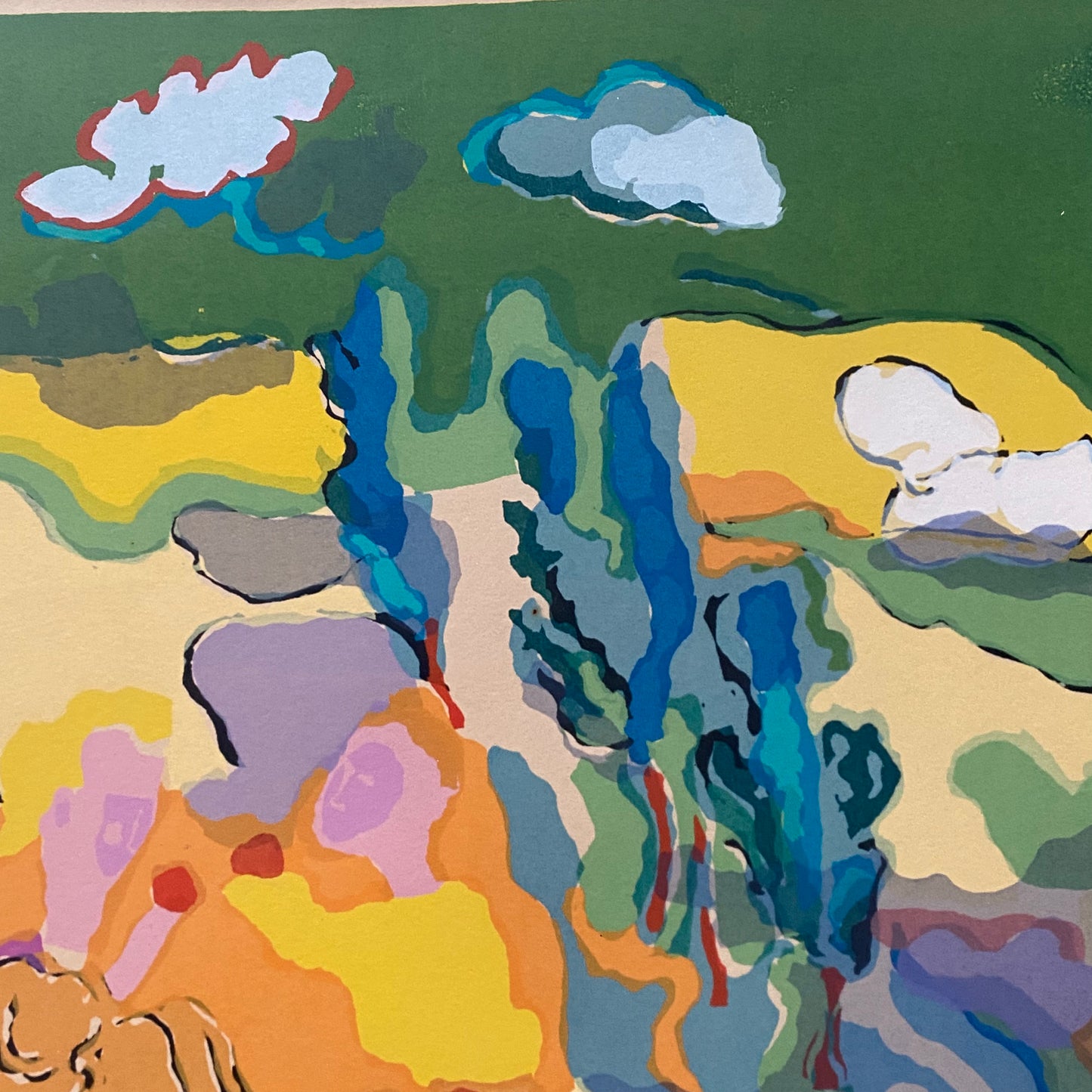 Lynn Larson Inlow "Landscape" print signed, edition 36, 1980's vintage