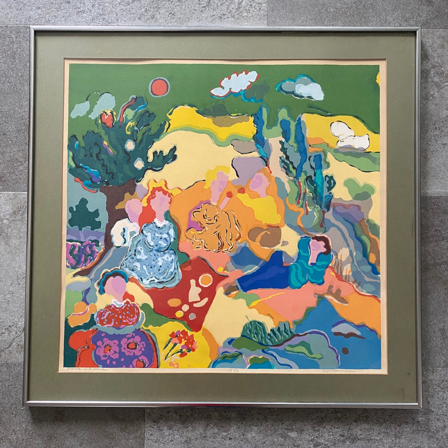 Lynn Larson Inlow "Landscape" print signed, edition 36, 1980's vintage