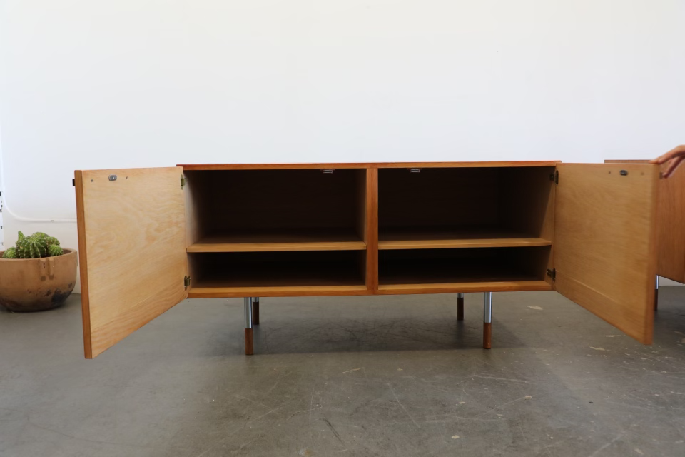 Danish Modern Oak Cabinet Sideboard by Ib Kofod Larsen for Faarup Mobelfabrik 1960’s