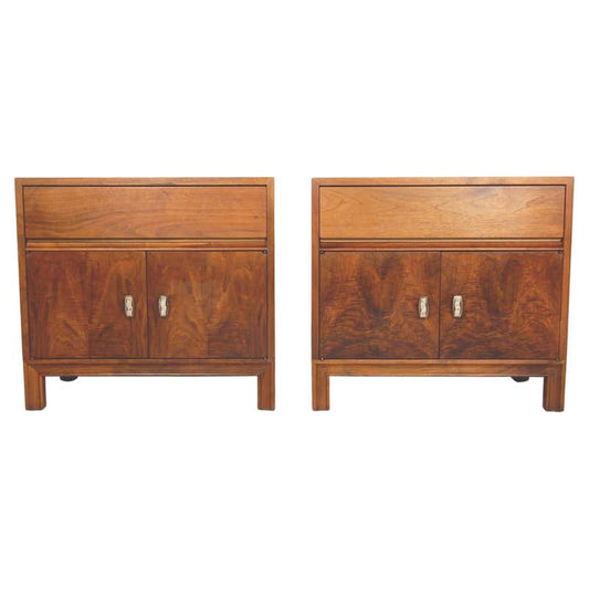 John Keal for Brown-Saltman of California Walnut End Tables Nightstands