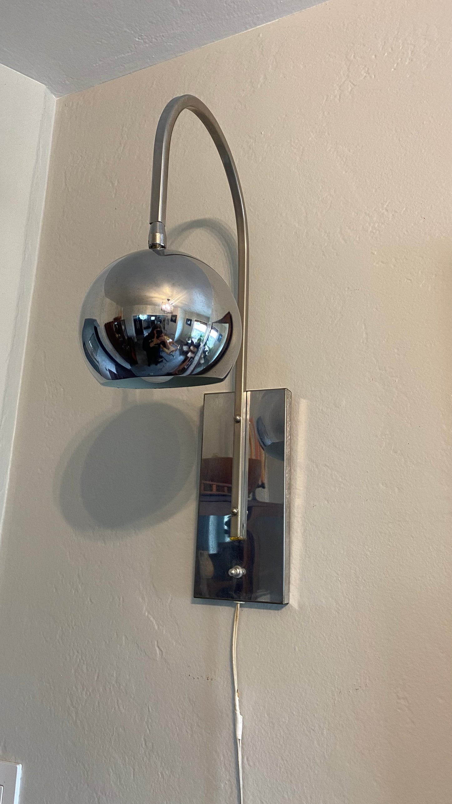 MCM Italian Chrome Ball Wall Lamps PAIR OF TWO